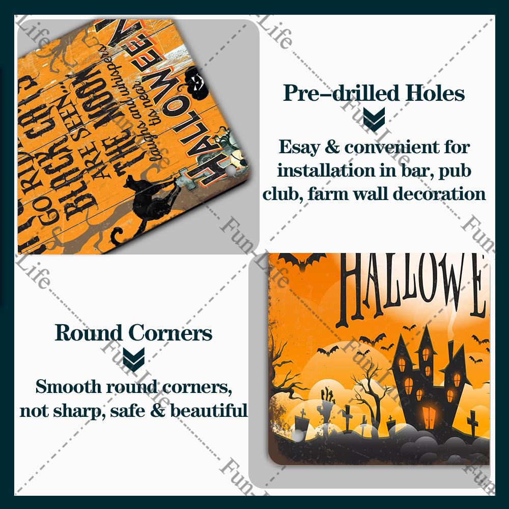 Black Cat Happy Halloween Vintage Metal Signs Halloween Party Poster Pumpkin Metal Tin Plaque Bar Pub Cafe Wall Home Decor