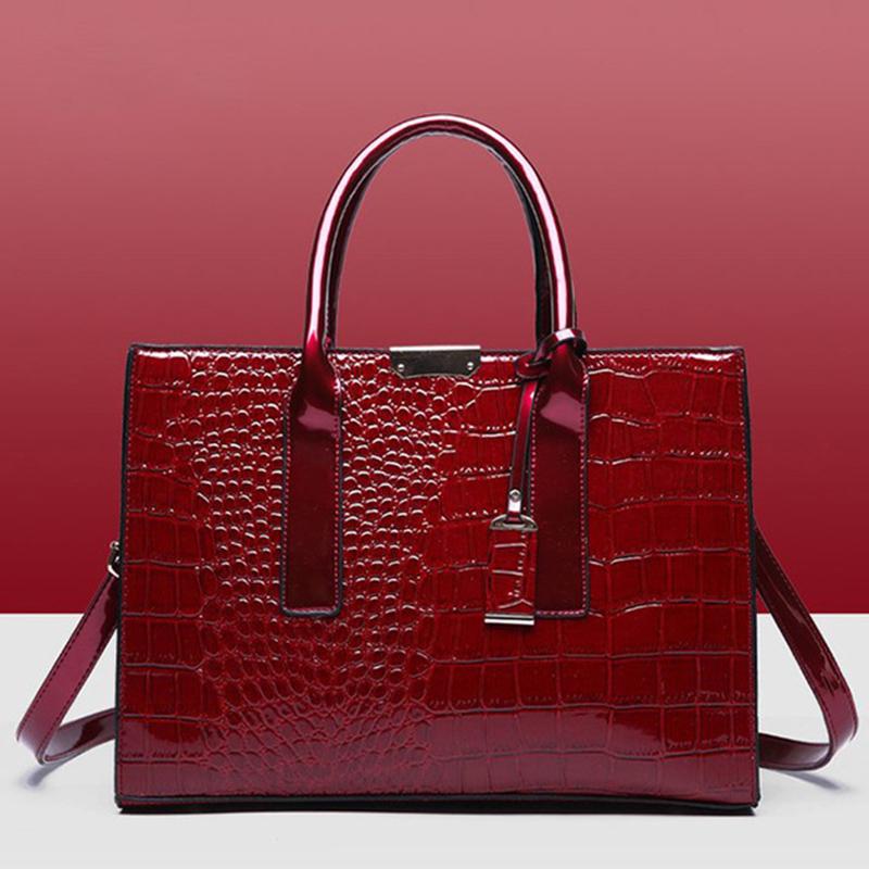 Standard Crocodile Pattern Women's Bag Large Capacity Shoulder Bag PU Leather Top-Handle Bag Luxury Crossbody Bag