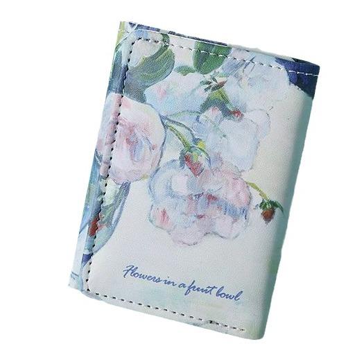 

Van Gogh Oil Painting Wallet for Women Cultural Vase Pattern Short Wallet New Three folded Card Bag PU Leather Student Purse бежевый