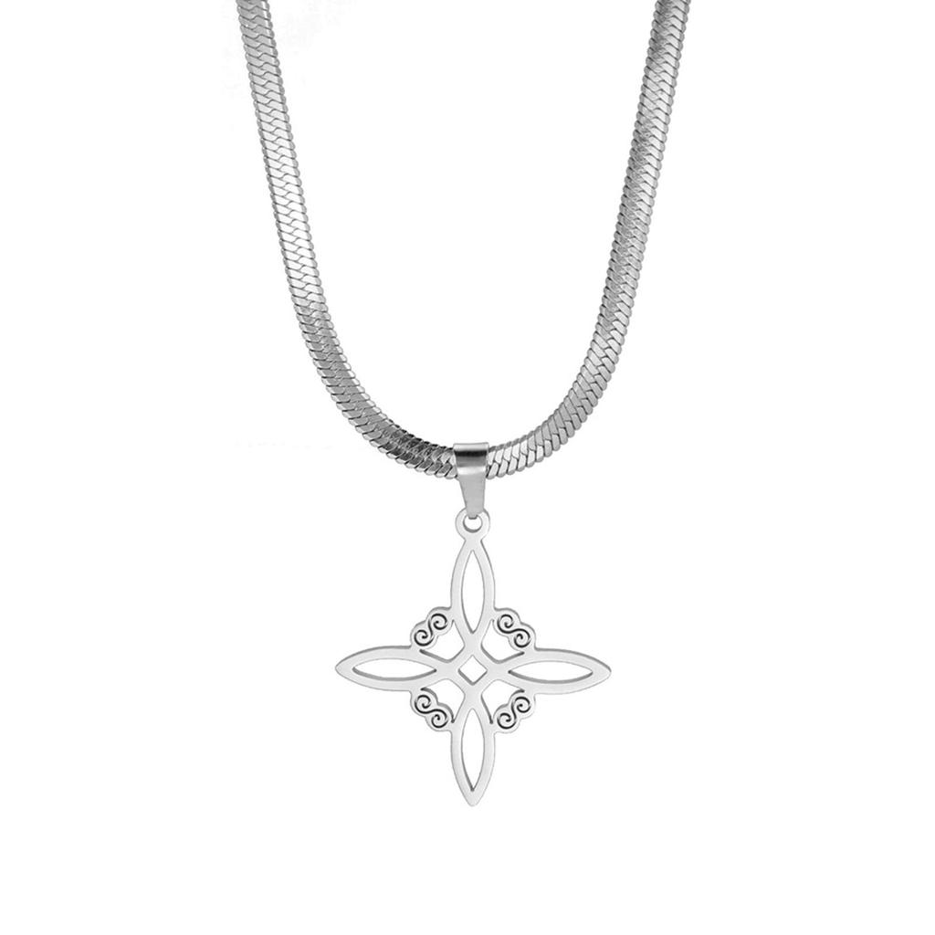Classic Stainless Steel Necklace Trend Witch Knot Pendant Necklace Men Women Casual Jewelry Gifts