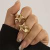 2Pcs Vintage Punk Irregular Hollow Star Rings for Women Men Gothic Adjustable Opening Couple Rings Y2K Wedding Jewelry Gifts