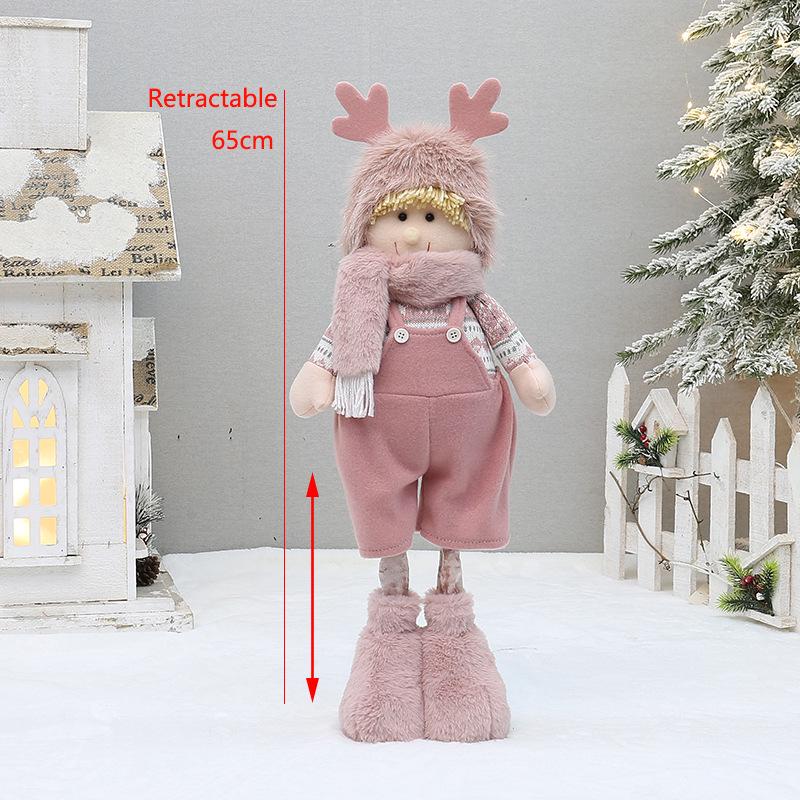 Pink Long Plush Boy and Girl Dolls for Christmas Decor