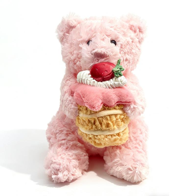 Pink Barcelona Cake Bear Plush Toy Ornament Peach Birthday Cake Plush Pink Bear Comfort Plush Birthday Gift