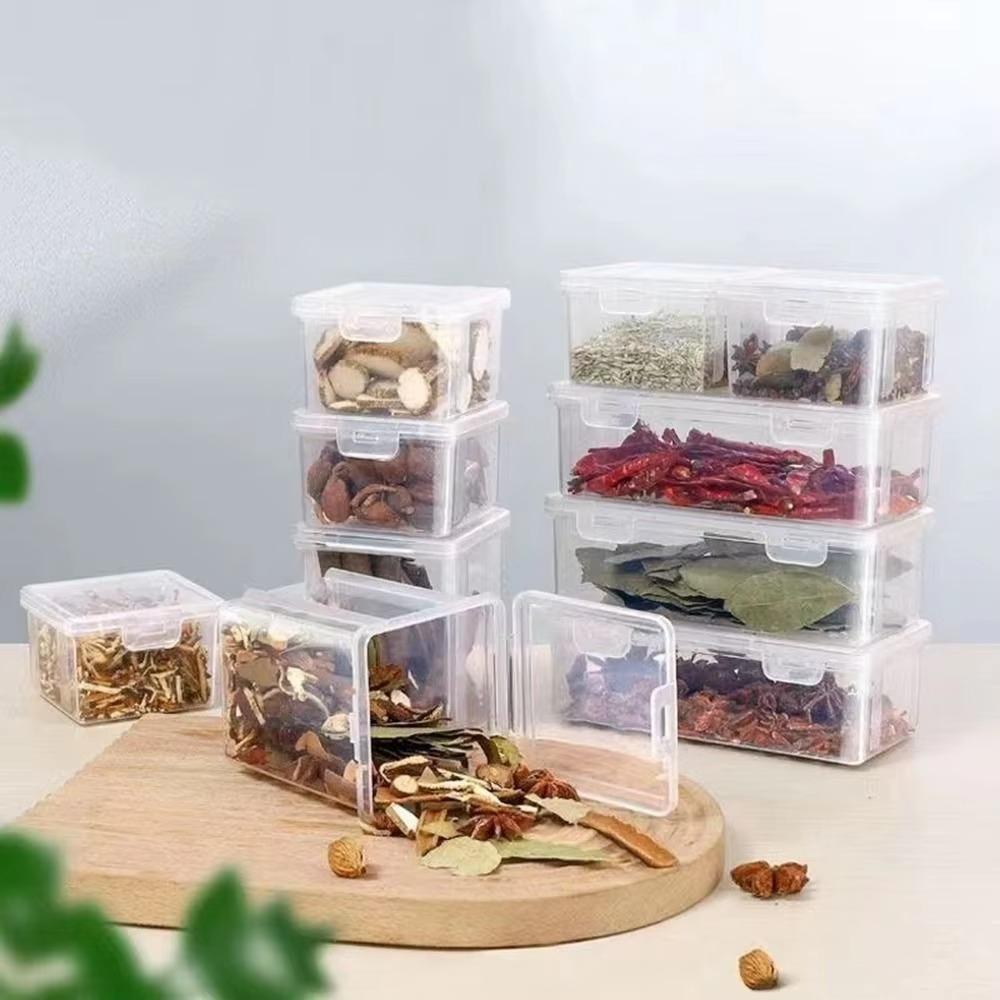 

Airtight Plastic Storage Box 6 Grids Spice Storage Tank Sealed Storage Container Kitchen Yellow-without Grid