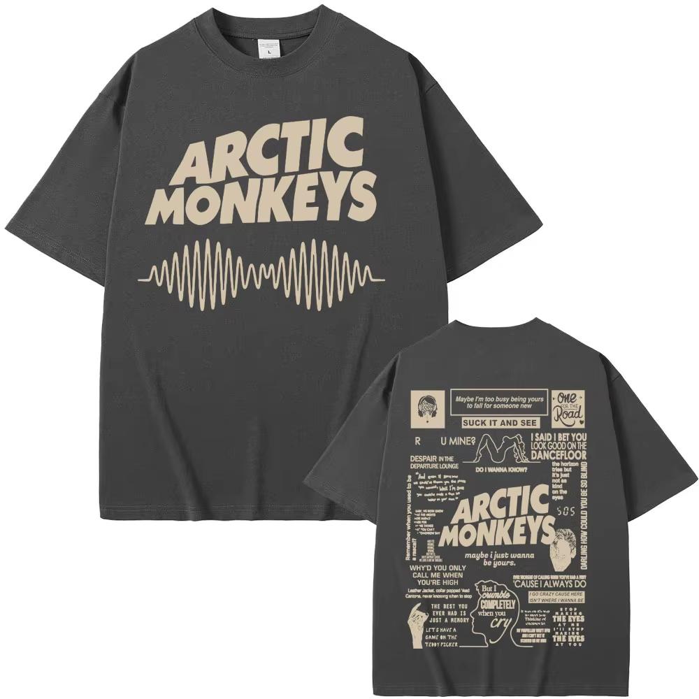 XIXI Fashion Retro Arctic Monkeys Album Tour Grafische T-shirts met dubbele opdruk Heren Dames Hip Hop Punk Rock T-shirt Casual Katoen Oversized T-shirt M