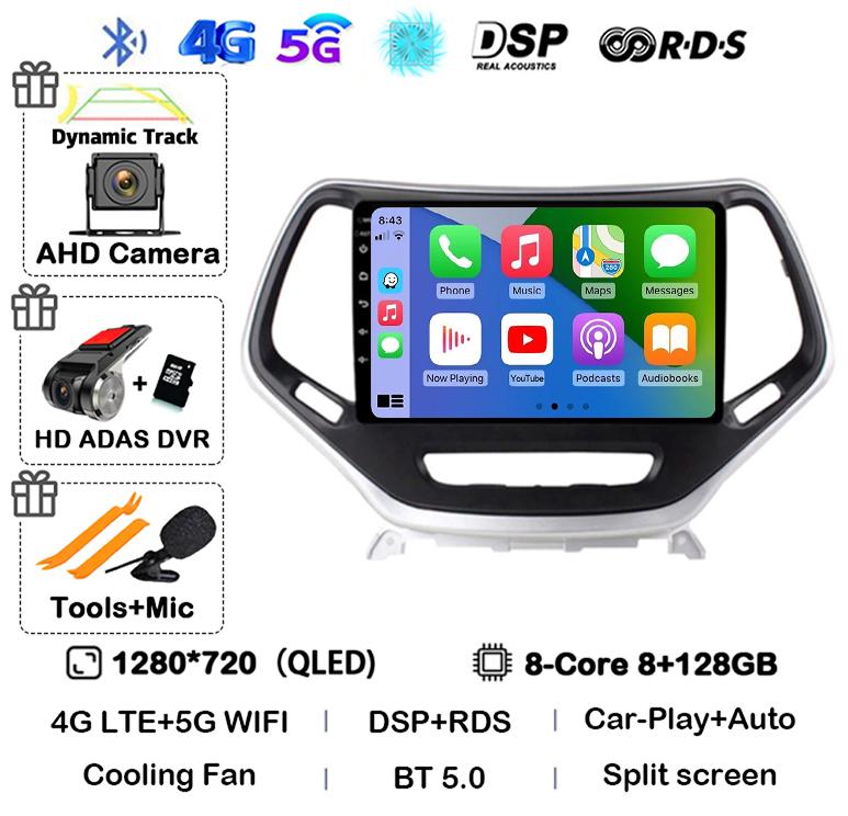 Android 14 Carplay Auto WIFI+4G Pentru Jeep Cherokee 5 KL 2014 2015 2016 2017 2018 GPS Radio Auto Multimedia Player Video Stereo