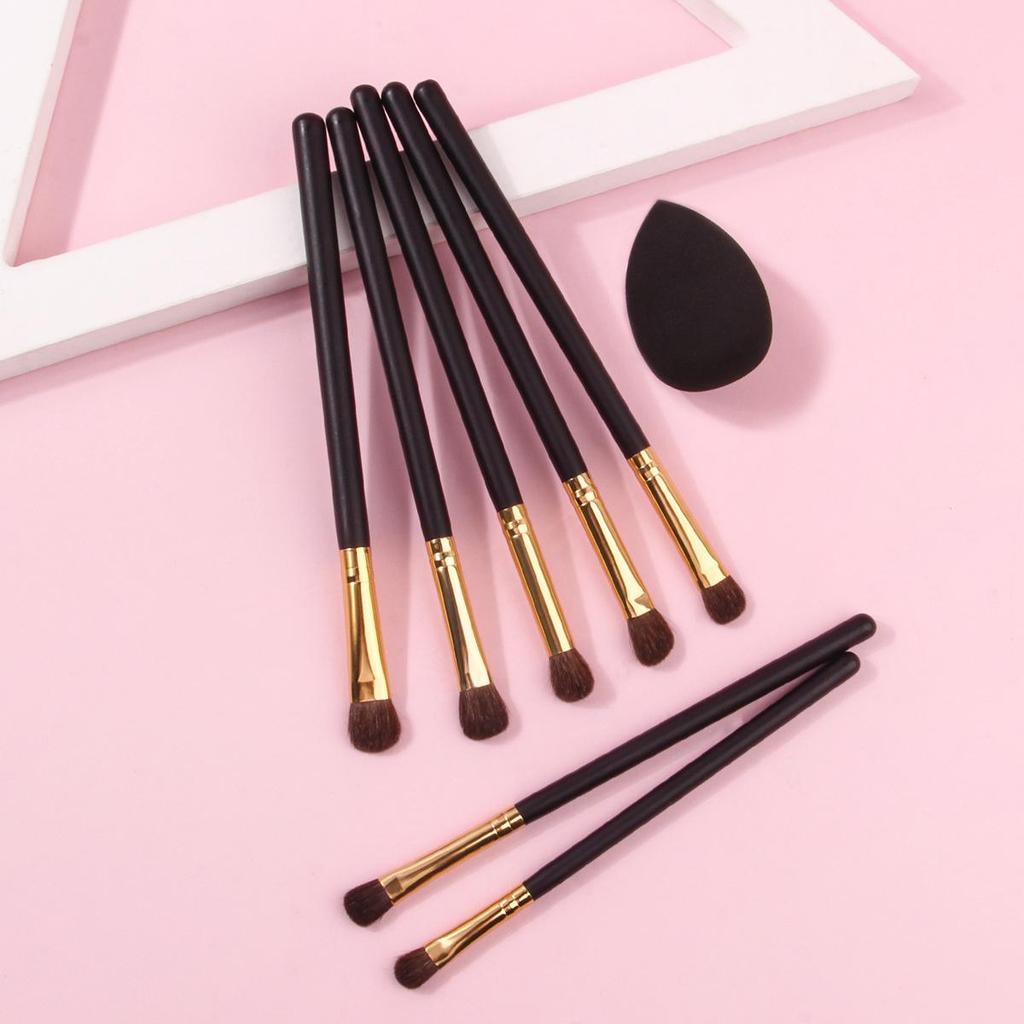 Set de 7 pensule portabile pentru machiaj cu fard de pleoape din păr de ponei