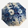 1pc Blue and White Floral Circular Design Umbrella with Plastic Handle,Suitable for All Seasons Umbrellaptys26056