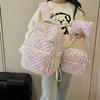 Backpack Cute Kawaii Backpack Set 3 Pieces Floral Quilted Backpack With Small Crossbody Bag