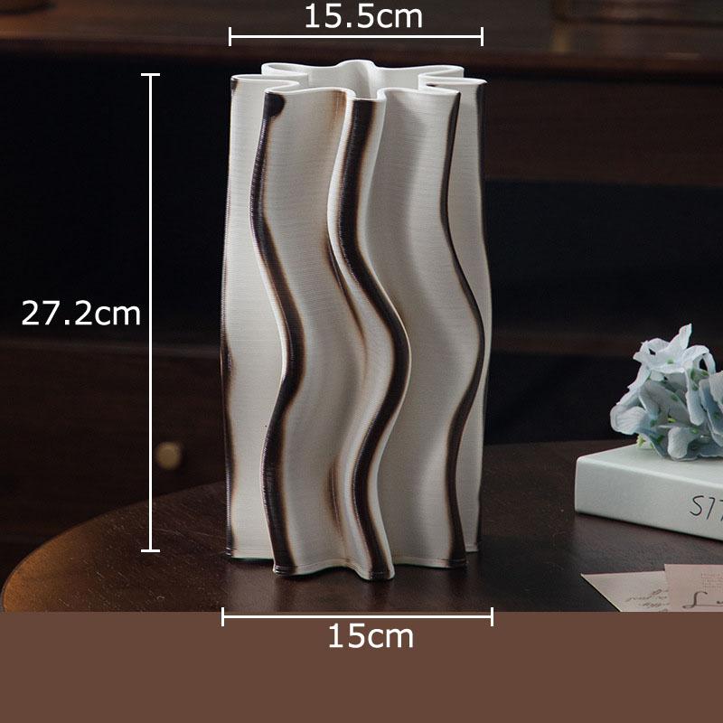 Wave Striped Ceramic Vase Creative Plant Pot Table Decoration Ornaments Flower Arrangement Floral Vases Room Aesthetic Decor