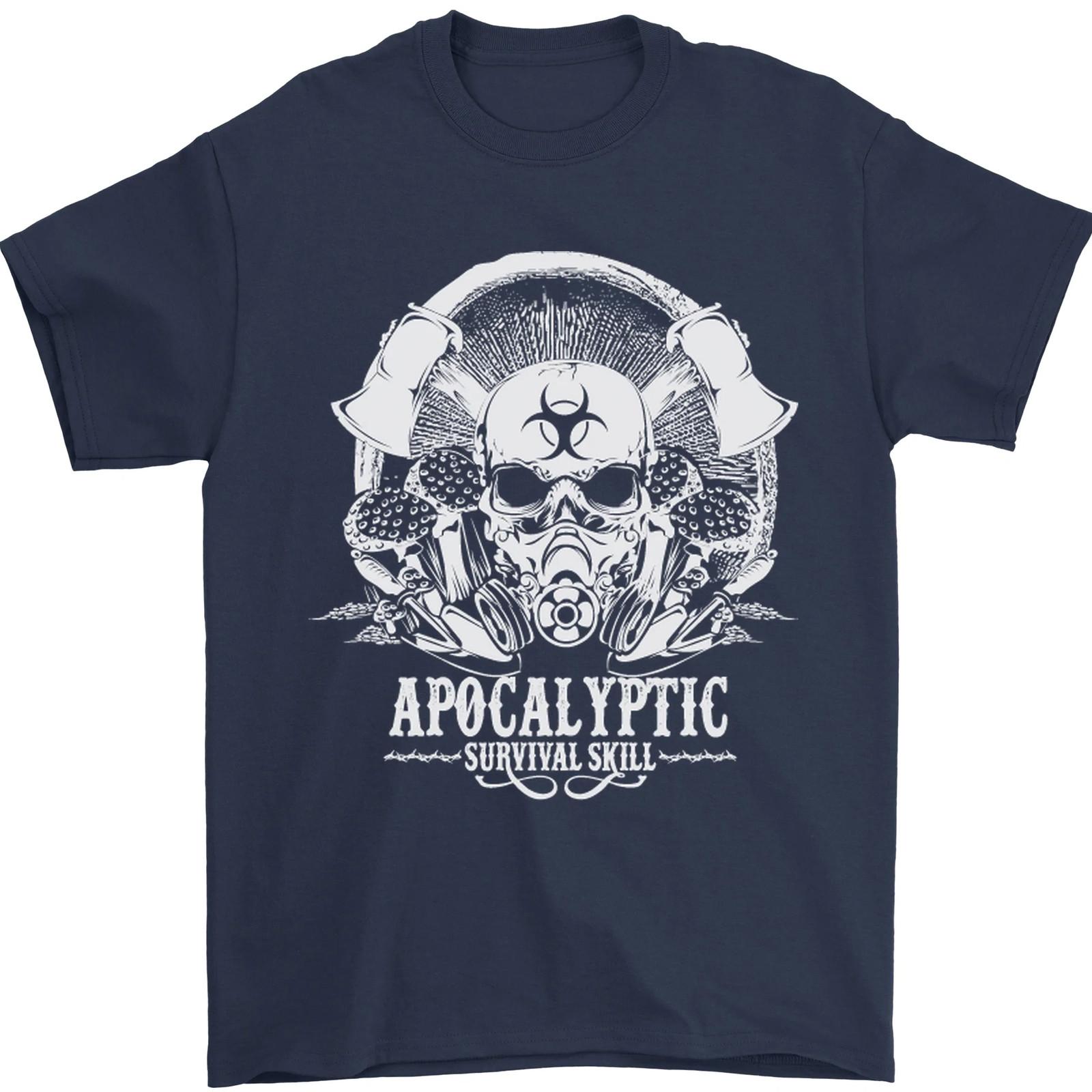 26 Apocalyptic Survival Skill Skull Gaming Mens T-Shirt 100% Cotton Unisex T-Shirt M