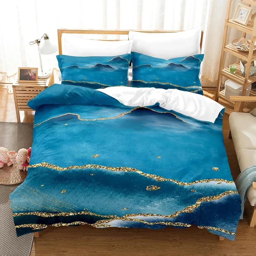 Purple Marble Comfortable Duvet Quilt Cover Pillowcase Bedding Set Children Bedroom Decoration Home Textile