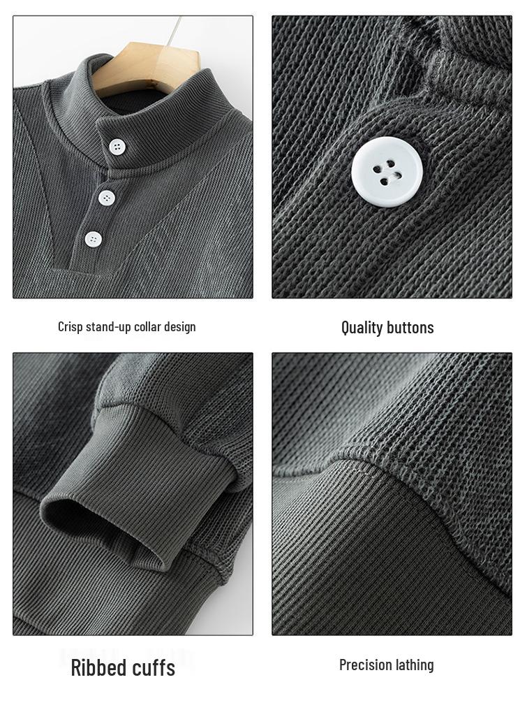 2025 Men's Plus Size Heavyweight Hoodie: Autumn/Winter, Half-High Collar, Casual Loose Fit
