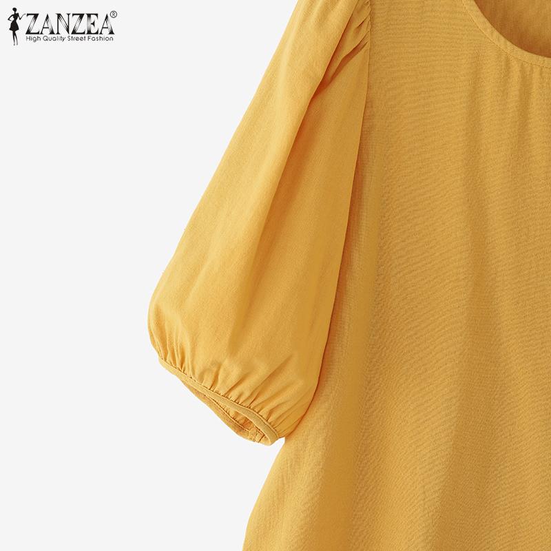 ZANZEA Women Summer Round Neck Casual Short Sleeve Cotton T-Shirt