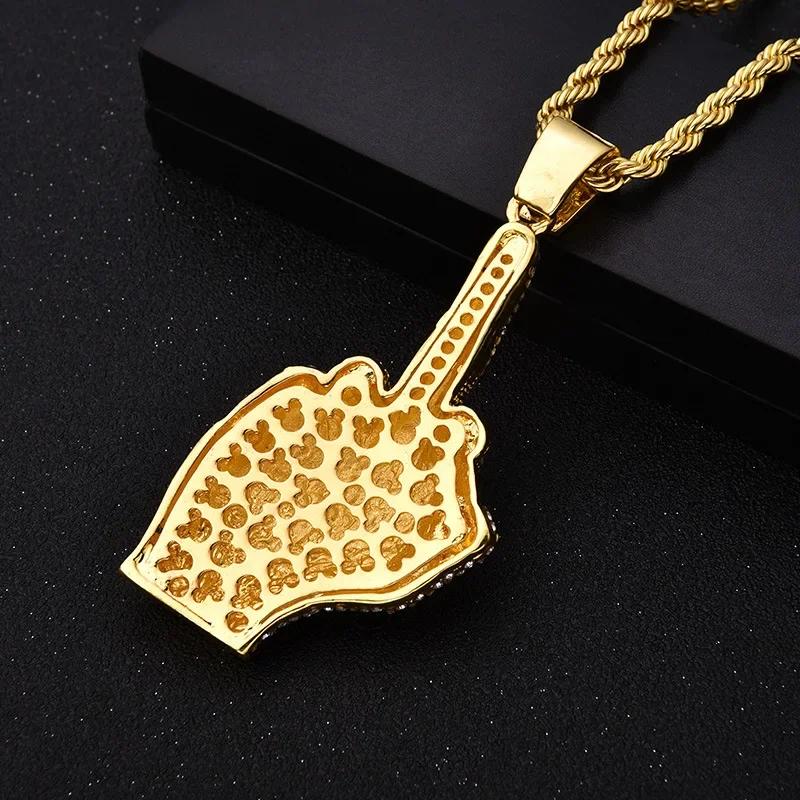 Ice Out Zirkon Höfliche Geste Mittelfinger Halskette Herren Damen Punk Hip Hop Rap Rock Party Schmuck Geschenk