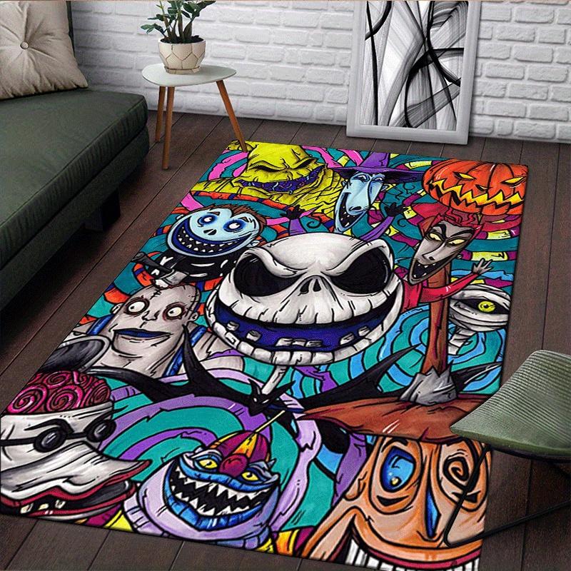 1pc The Nightmare Before Christmas Pattern Area Rug Soft Flannel Floor Mat for Living Room,Office,Bedroom and Carpet,Sofa Coffee Table Floor Mat