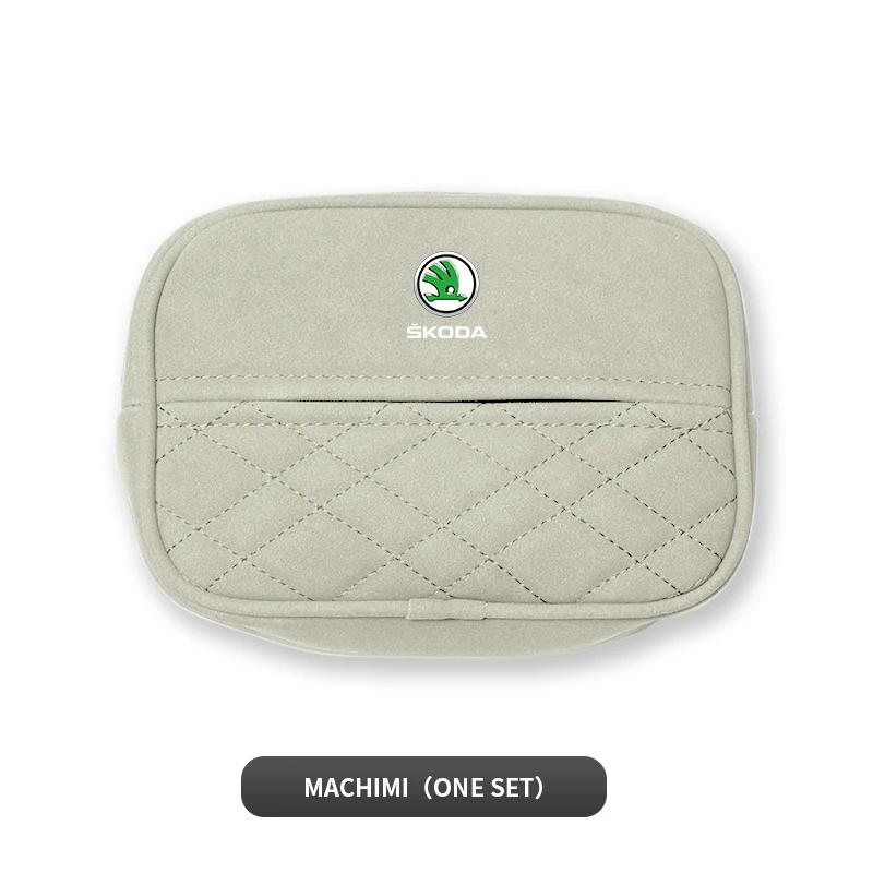 Car Suede Tissue Box Organizer Accessories For Skoda Octavia Kodiaq Yeti Enyaq iV Kamiq Scala Superb Fabia Rapid Karoq Vision RS