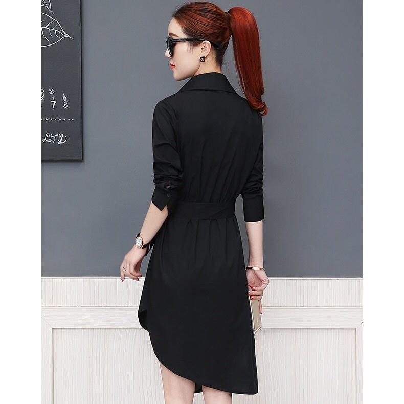 

Весеннее новое нерегулярное женское сексуальное платье-рубашка с поясом, офисные женские повседневные рубашки, красная, синяя блузка L