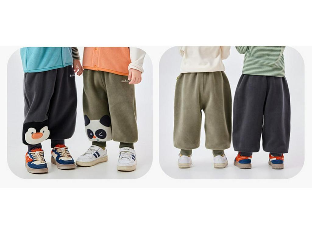 Dudu Home Baby Coral Fleece Cartoon Sports Pants - Trendy Spring Wear for Boys and Girls