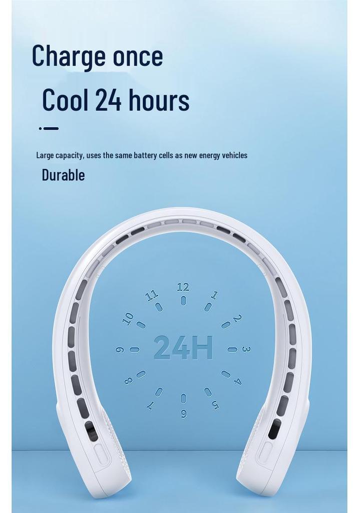 USB Rechargeable Portable Bladeless Neck-Hanging Fan for Office & Sports