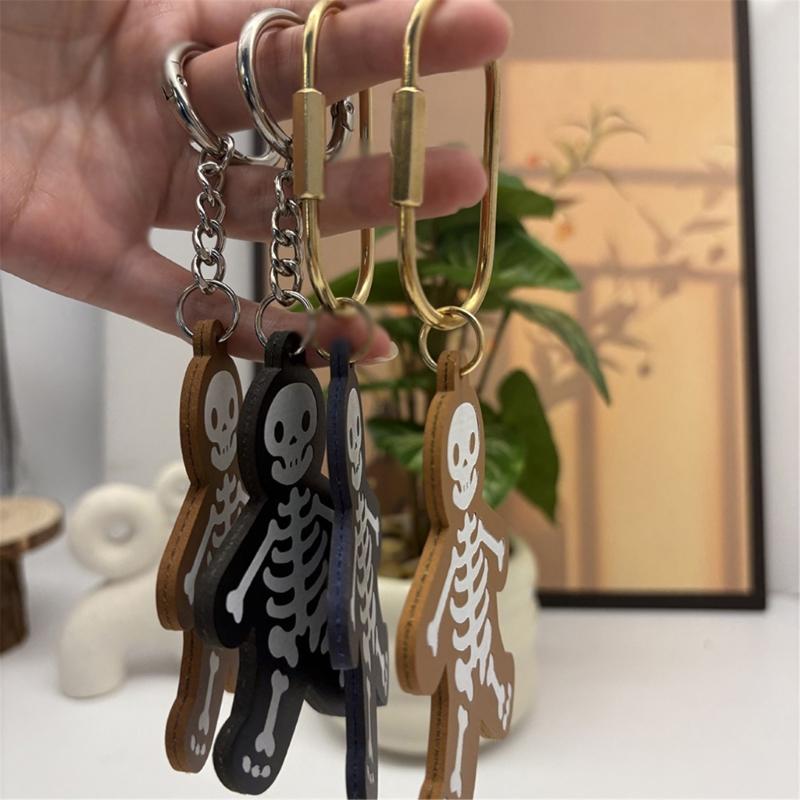 Practical Leather Keychain Feature Gothic Skeleton Charm For Year Round Style And Special Occasion Accessorizing