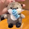 Fluffy Cotton Otter Pendant Bag Hanging Stuffed Otter Doll Otter Plush Keychain  Backpack
