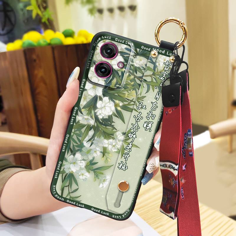 Ring Shockproof Phone Case For MOTO G55 5G Waterproof Phone Holder Silicone Protective Kickstand Anti-knock Wristband