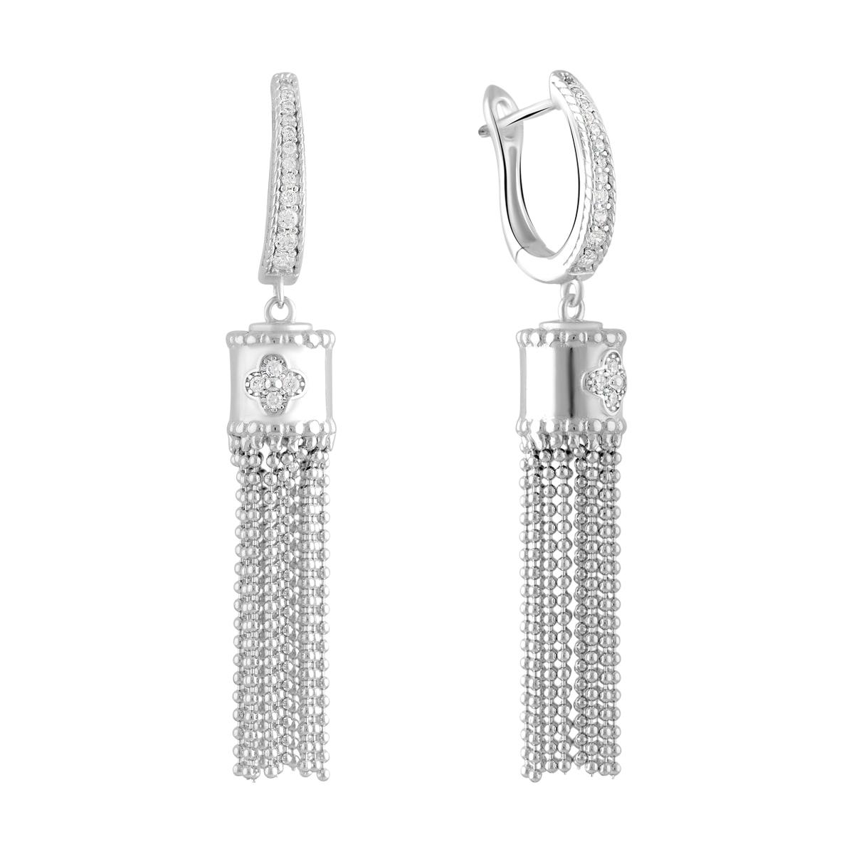 

Срібні сережки з фіанітами (2102304) білий