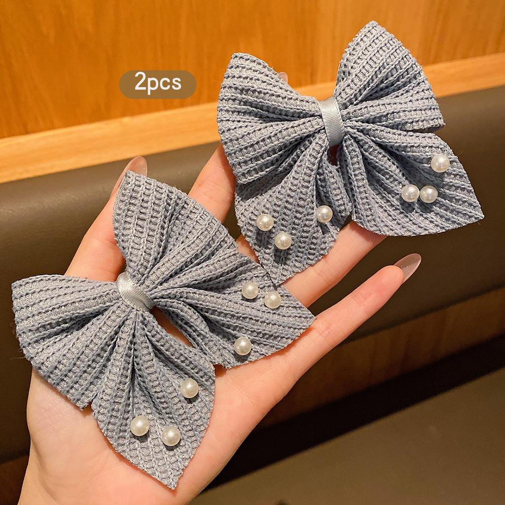 2 Gray Fashionable Bow Hair Clips Suitable for Daily Use As Hair Accessories