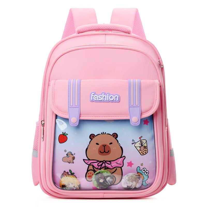 

Stylish And Playful Capybara Themed Childrens Backpack Perfect For Boys And Girls School Use Pink