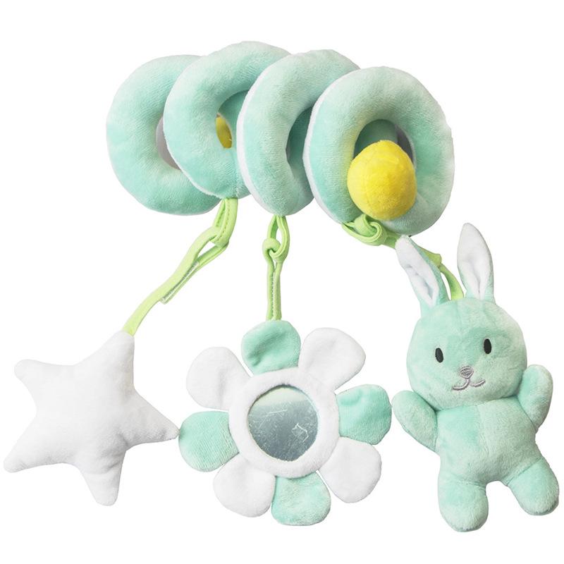 

Plush Baby Comfort Toy: Solid Color Rattle with Mirror & Stroller Pendant