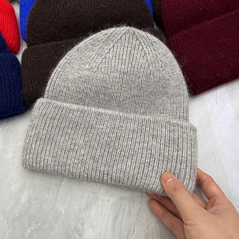Hat Women's Autumn and Winter Wool Hat Casual Warm Versatile ins Knitted Hat Solid Color Light Board Cold Hat Men's Trend