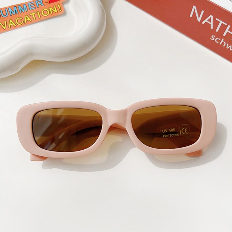 

Cute Vintage Frosted Rectangle Kids Sunglasses UV400 Protection Fashion Children Eyewear For Boys Girls Outdoor Beach Holiday 0-10 Years old рожевий