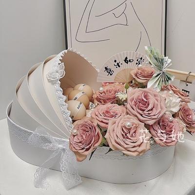 Reusable Blue Pink White Shower Gift Box Moon Cake Fresh Flower Fresh Flower Arrangement Box Multi-Functional Packaging Box