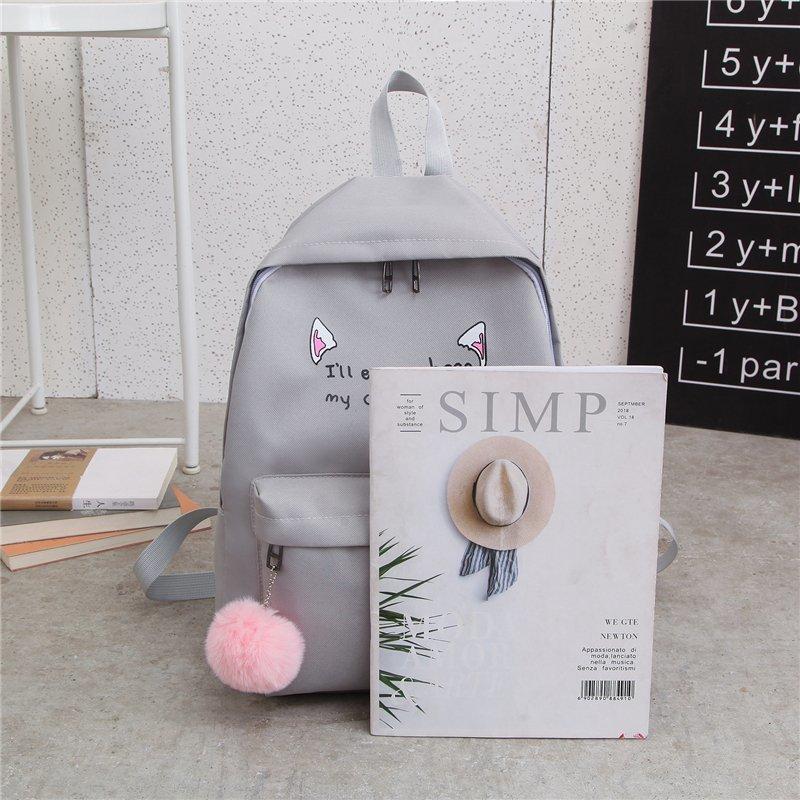 4Pcs/set Middle and High School Campus Student Schoolbag Four-piece Korean Version Ins Style Student Backpack Oxford Cloth Anti-splashing Backpack