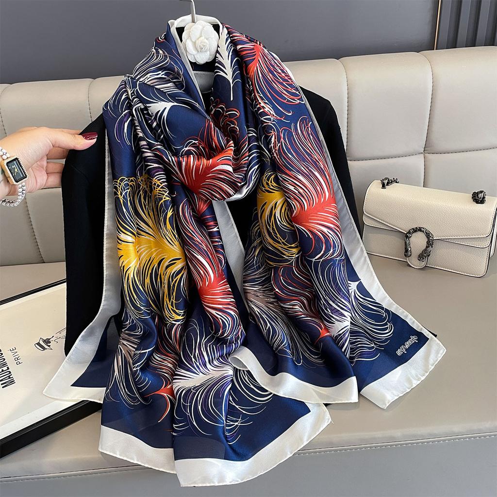 Women 180*90cm Fashion Beautiful Soft Silk Scarves Female Lady Shawl Hijab Wrap Foulard Bandanna Muffler Beach Pareo