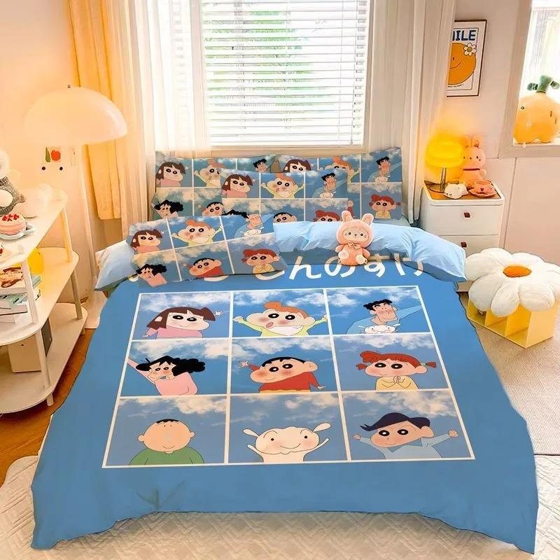 Kreslený Crayon Shin chan , Mikrovláknové ložní soupravy, Dětské ložní prádlo se zipem Pokojová dekorace Povlak na přikrývku pro teenagery dospělé