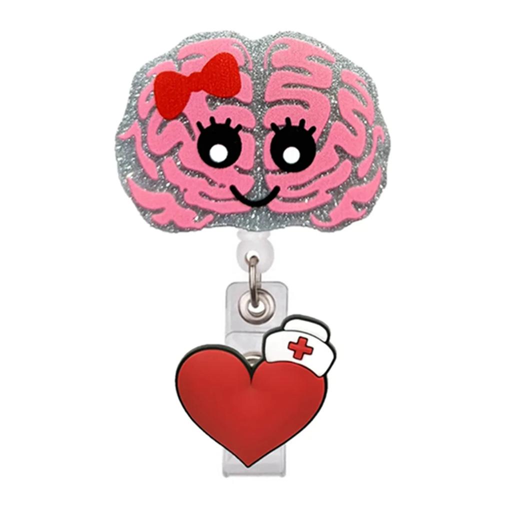Unisex ID Name Cards Holders Retractable Badge Reel Cartoon Hospital Medical Icons Lovely Nurse Doctor Clip Brooches Keychains