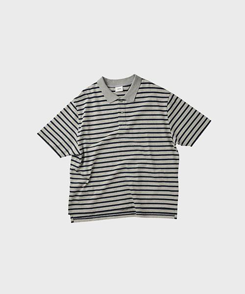 Oul Polo T Shirt Flat Love Gray Stripe