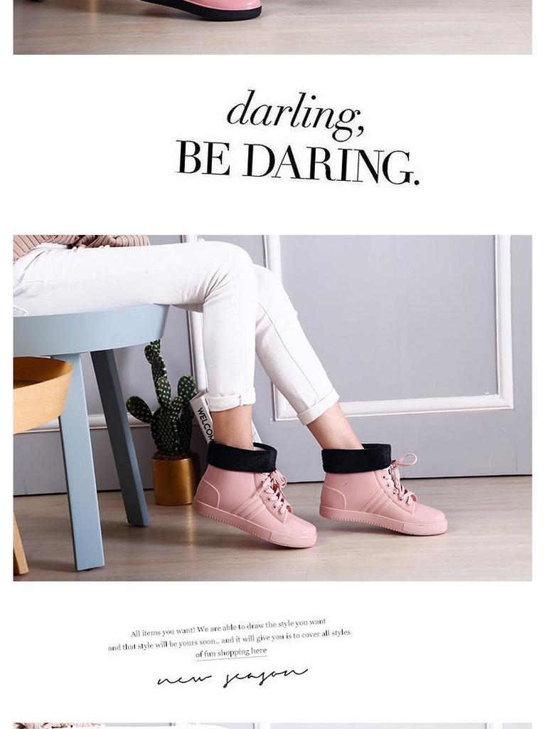 Jelly Transparent Non-Slip Waterproof Rain Boots for Women, Short Tube with Velvet Cotton, Fashionable Rubber Over Shoes for Summer.