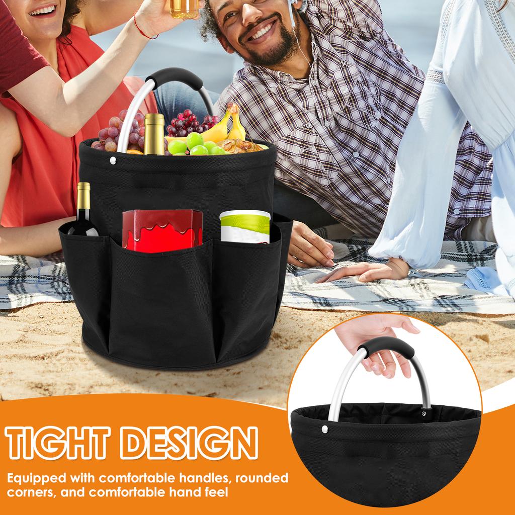 17L Large Storage Organiser Bag Folding Basket Picnic Tote Outdoor Cleaning Caddy with Handle Tool Bag Cleaning Supplies Tool