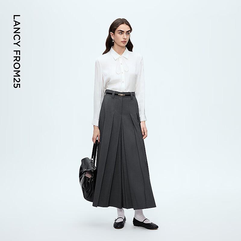 LANZI Women's Pleated Wide-Leg Suit Trousers
