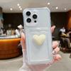 Luxury Transparent Wallet Card Phone Case For iPhone 16 15 14 13 12  Pro Max XS XR 7 8 Plus 16E Love Heart Shockproof Cover