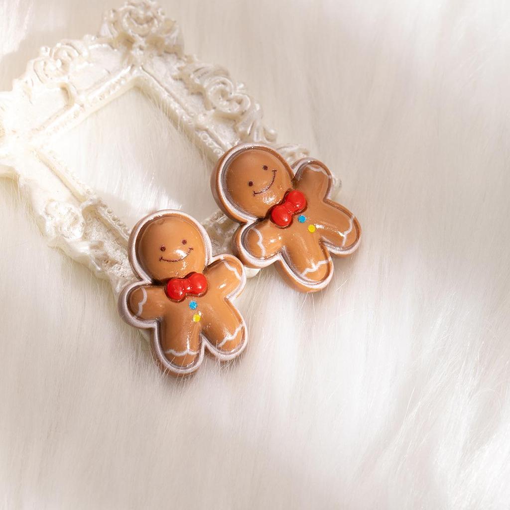 Santa & Reindeer Christmas Earrings: Silver Needle Polymer Clay Design