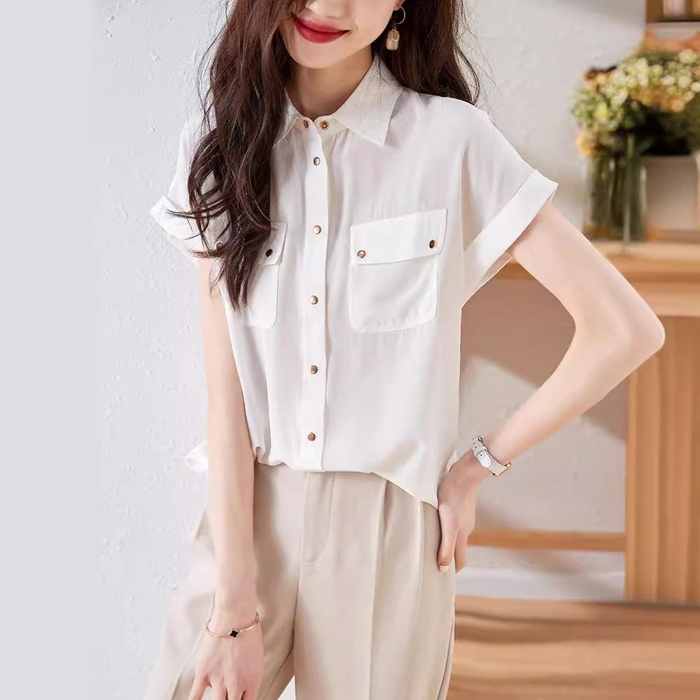 

Secret Jam женская одежда повседневные топы элегантная женская шифоновая блузка с короткими рукавами женская офисная рубашка больших размеров XS белый