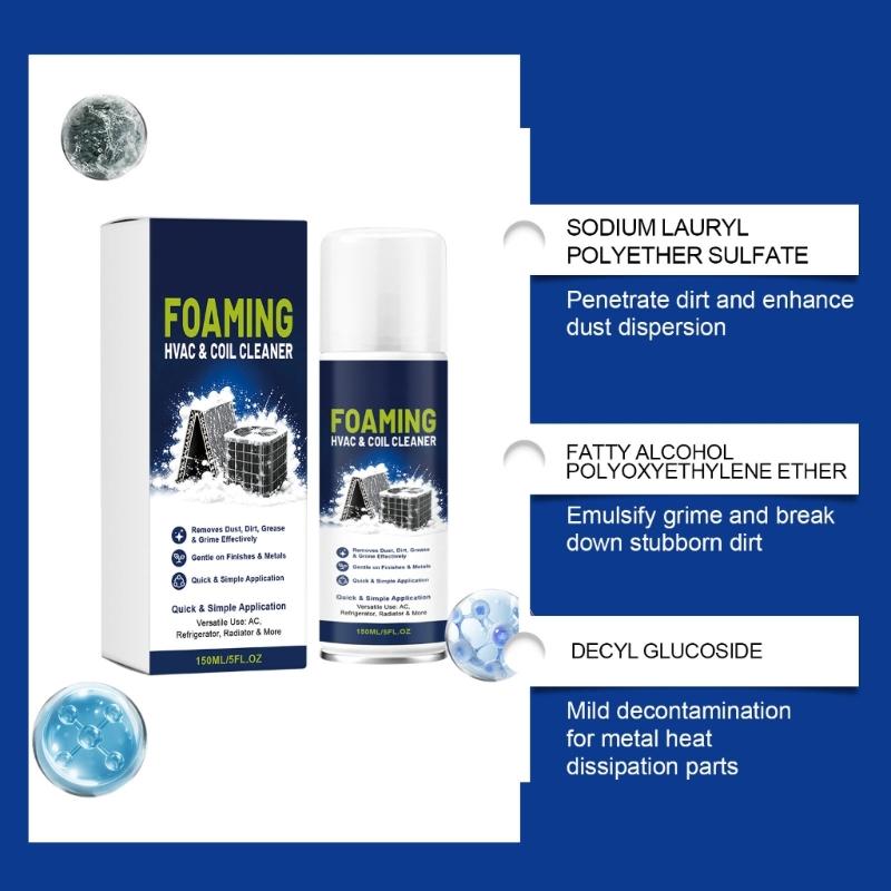 Professional Air Conditioner Foaming Coil Cleaner 150ML Gentle On Coils for Efficient Removing Stubborn Grimes