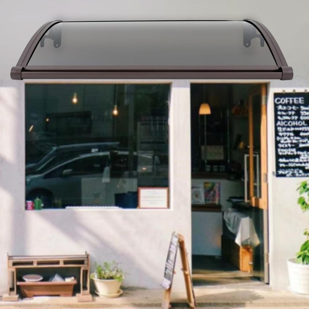 Door Awnings Exterior Door Canopy Back w/Large Sink, Uv Hail Rain Snow Protection Awning Protection Hollow Sheet (Coffee & Tan)