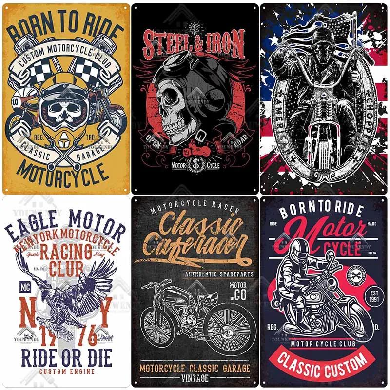 Born to Ride Motorcycle Tin Signs, Retro Metal Sign Plaque, Vintage Wall Decor, Garage, Bar, Man Cave, Decorative Plate