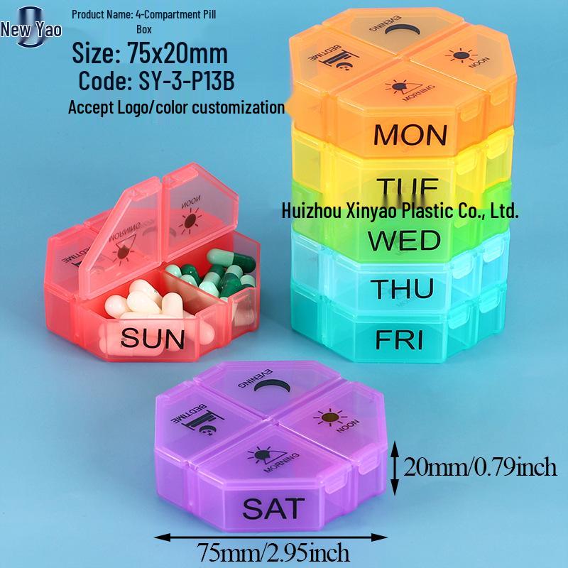 Seven-Day Pill Organizer: Morning, Noon, Night Portable Capsule Case with Large Capacity