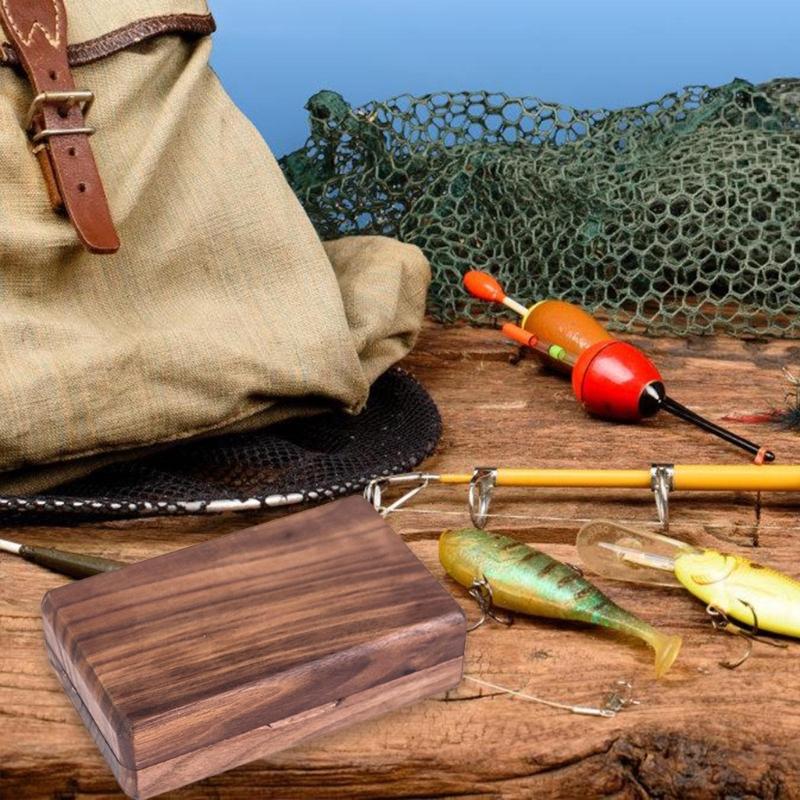 Doppelseitige Taschen Fliegenfischen Box Behälter Holz Angelgerät Box Angelgerät Haken Organizer Aufbewahrungskoffer